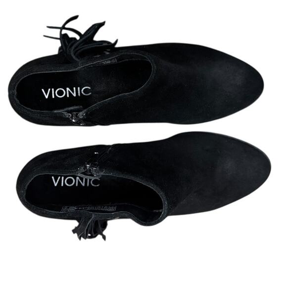 VIONIC Faros Fringe Black Suede Studded Western Boots SZ 7 - Picture 3 of 9